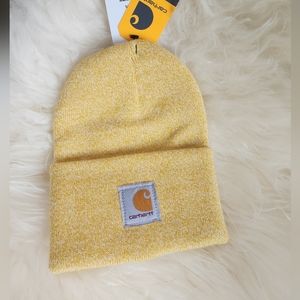 Marled knit yellow Carhartt beanie